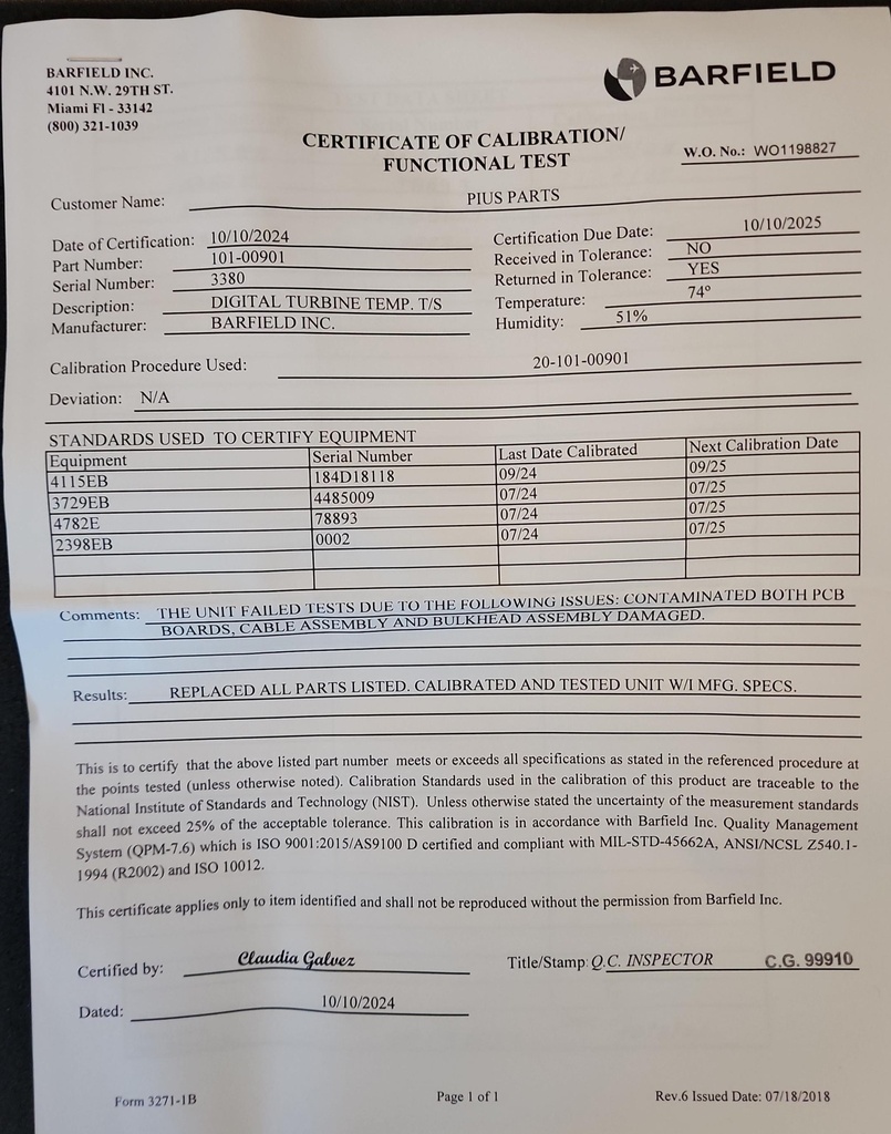 Calibration Cert