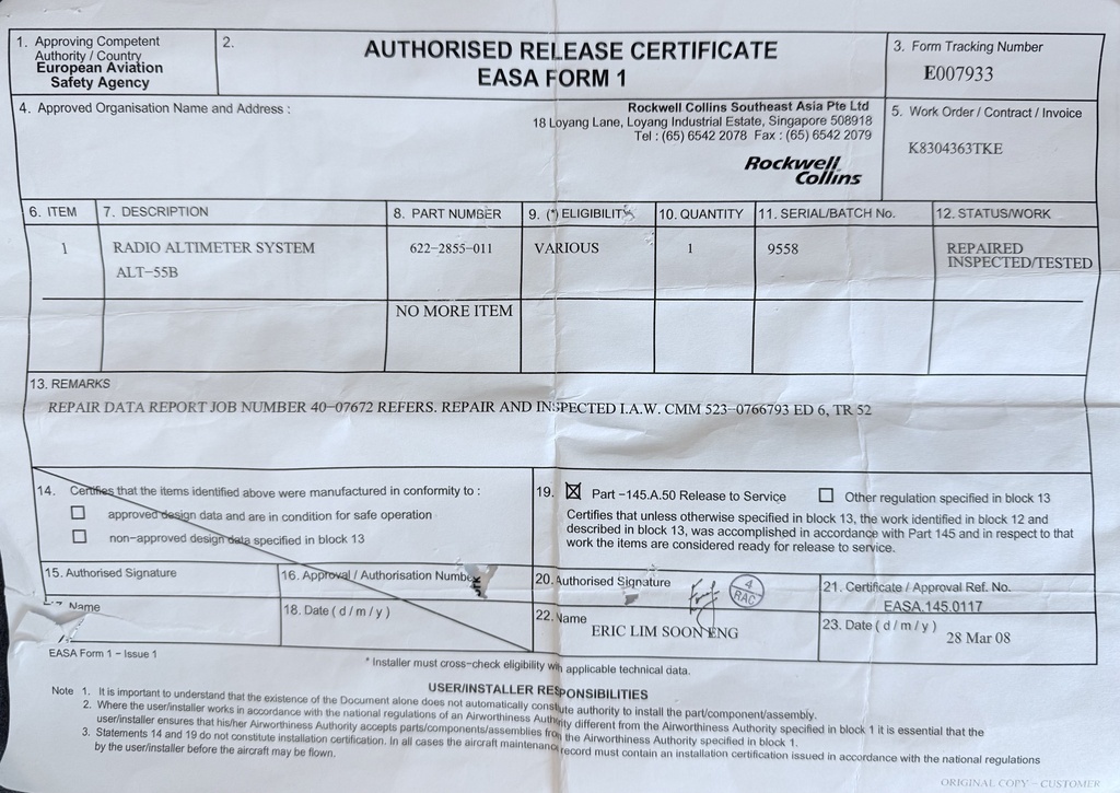 EASA Form 1