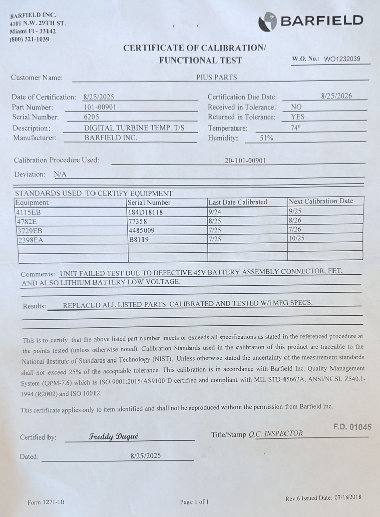 Calibration Certificate