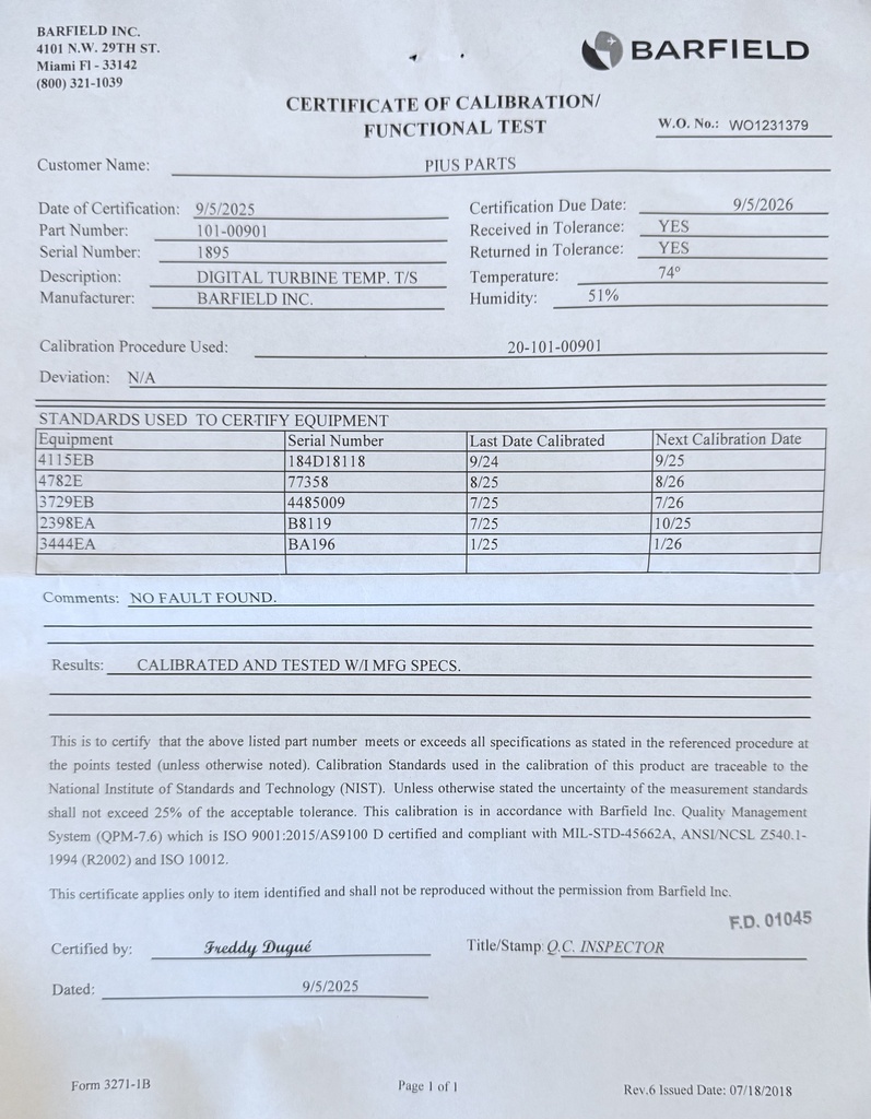 Calibration Certificate