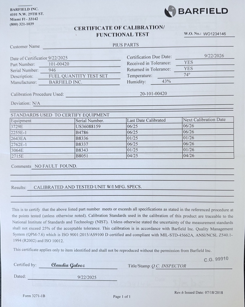 Calibration Certificate
